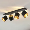 Vasilia fabric ceiling lamp black and gold 4-bulb