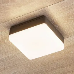 Thilo LED ceiling lamp IP54, grey 16 cm, HF sensor