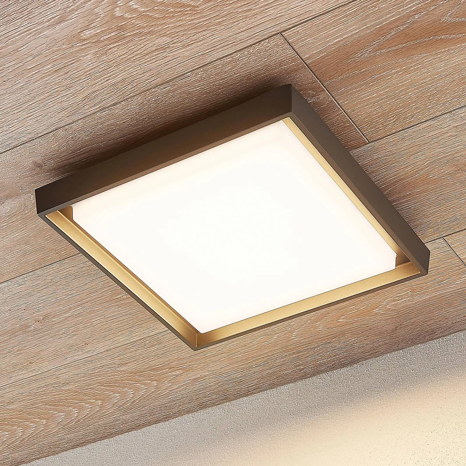 Birta LED outdoor ceiling light, angular, 34 cm