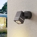 Kavuna outdoor spotlight, dark grey IP54 angular