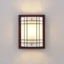 Wooden Thees wall light, checked glass