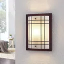 Wooden Thees wall light, checked glass
