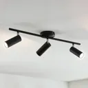 Camille LED ceiling light, black, 3-bulb