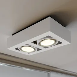 Ronka LED ceiling spotlight, GU10, 2-bulb, white