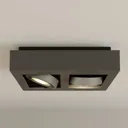 Ronka LED ceiling spotlight GU10 2-bulb dark grey