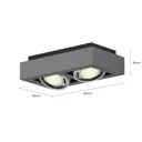 Ronka LED ceiling spotlight GU10 2-bulb dark grey