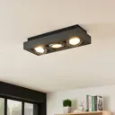 Ronka LED ceiling spotlight GU10 3-bulb dark grey