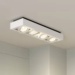 Ronka LED ceiling spotlight, 4-bulb, long, white