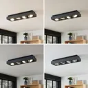 Ronka LED ceiling spot, 4-bulb, long, dark grey