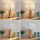 Garry fabric table lamp with wooden frame, angular