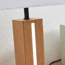 Garry fabric table lamp with wooden frame, angular