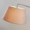 Evelyna arc floor lamp with a fabric lampshade