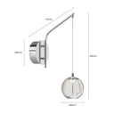 Hayley LED wall lamp with a hanging globe, chrome