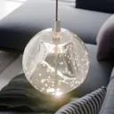 Hayley LED wall lamp with a hanging globe, chrome