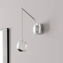 Hayley LED wall lamp with a hanging globe, chrome