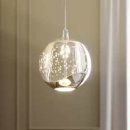Hayley LED pendant lamp glass ball 1-bulb chrome