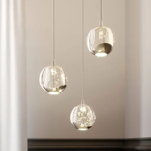 Hayley LED pendant lamp glass globes 3-bulb chrome