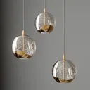 Hayley LED pendant lamp glass globes, 3-bulb, gold