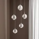 Hayley LED pendant lamp, 5-bulb, round, chrome
