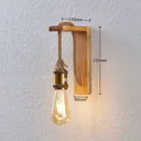 Lindby Helou wooden wall lamp, visible socket