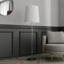 Lucande Pordis floor lamp, 155 cm chrome and white