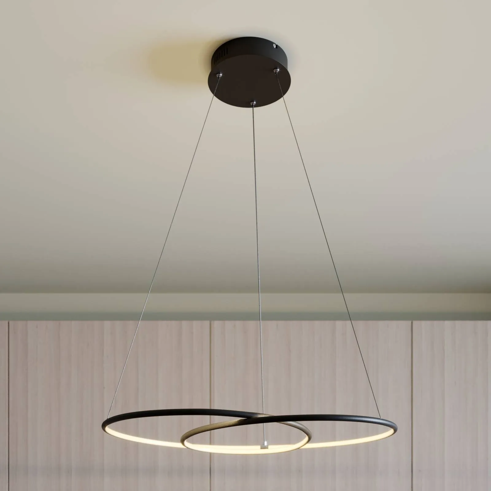 Lindby Lucy LED hanging light, 70 cm, matt black