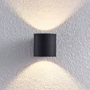 Lindby Mirza aluminium wall light, round, black