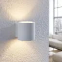 Lindby Mirza aluminium wall light, round, white