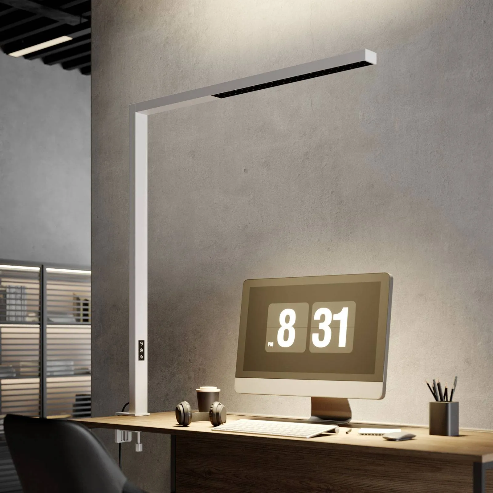 Arcchio Jolinda LED office clip-on light, white