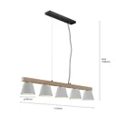 Lucande Kalinda hanging lamp, concrete wood 5-bulb