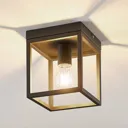 Lindby Meron ceiling light, box shape, dark grey