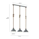 Lindby Chaby hanging light, concrete look, 3-bulb