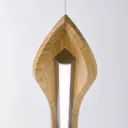 Lucande Hiba LED pendant light, natural oak 148 cm
