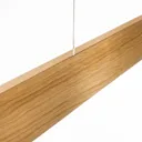 Lucande Dila LED pendant light, natural oak 88 cm