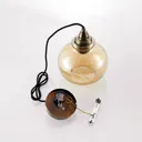 Lindby Tymoni glass pendant light, amber, 1-bulb