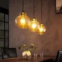 Lindby Tymoni glass pendant light, amber, 3-bulb