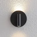 Lucande Magya LED wall light black 2-bulb, round