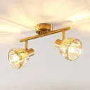 Lindby Kosta ceiling light, two-bulb, brass