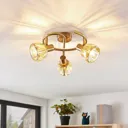 Lindby Kosta ceiling light, 3-bulb, brass