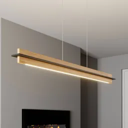 Rothfels Lexa LED pendant light, oak/black 118 cm