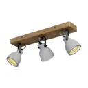 Lindby Mirka LED ceiling light, pine wood, 3-bulb
