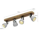 Lindby Mirka LED ceiling light, pine wood, 4-bulb