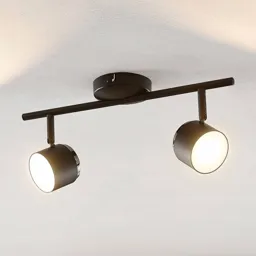 Lindby Marrie LED spotlight, black, 2-bulb, rod