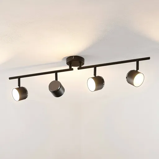 Lindby Marrie LED spotlight, black, 4-bulb