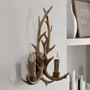 Lindby Fibi wall light, antlers, brown