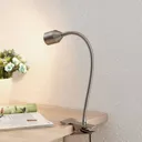 Lindby Djamila LED clip-on light, nickel satin