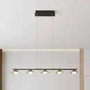 Lucande Kianos LED hanging light, black, 5-bulb