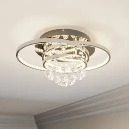 Lucande Keely LED ceiling light crystal, 44,5 cm