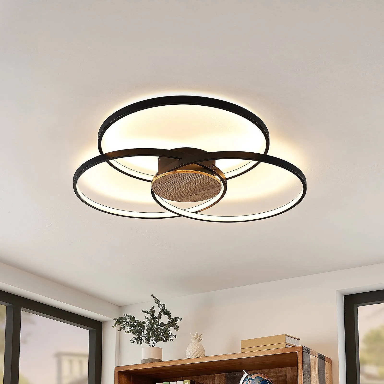 Lindby Riley LED ceiling light dimmable black