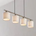 Lindby Stannis hanging light, textile, four-bulb